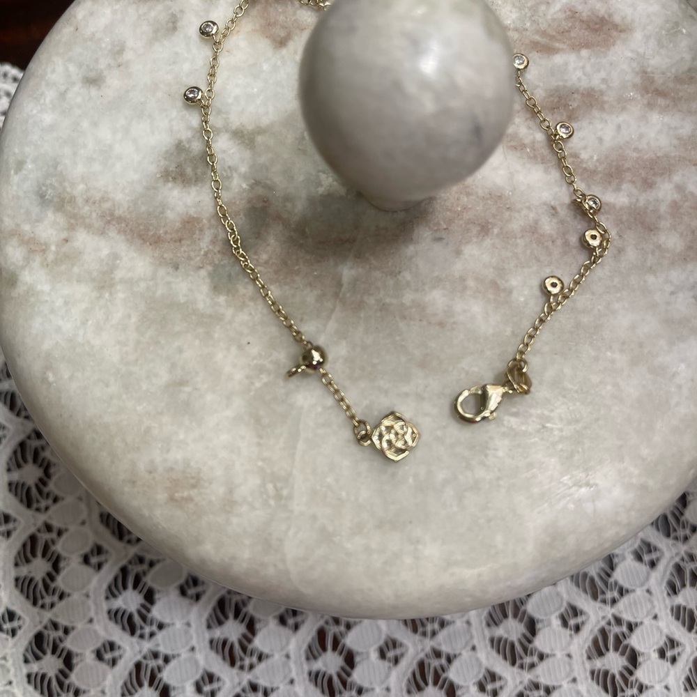 Kendra Scott Gold Crystal Station Bracelet – Delicate Chain – Dainty Layering